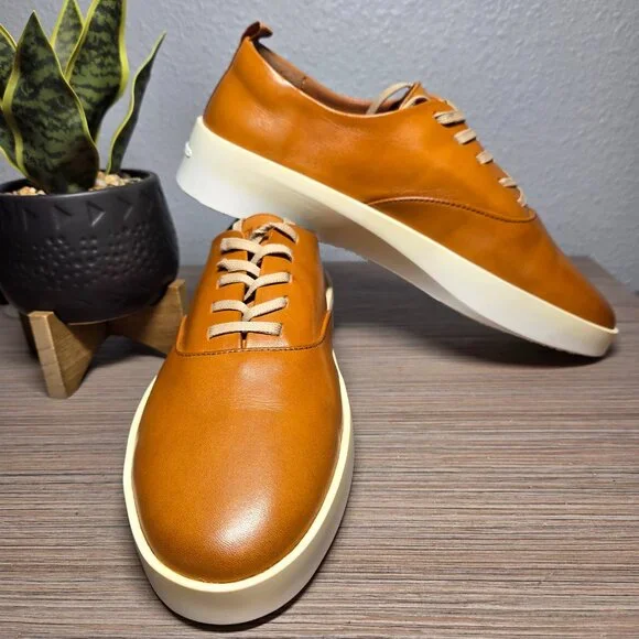 Wolf & Shepherd Cruise Lace-Up Fair Sneakers M7.5 / W9 Honey Leather White Sole - Picture 4 of 12